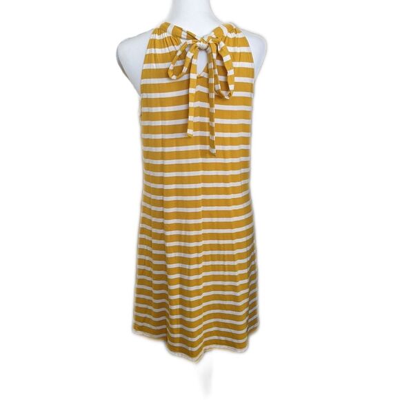 Market & Spruce (Stitch Fix) mustard yellow & white striped midi dress M - Picture 2 of 7